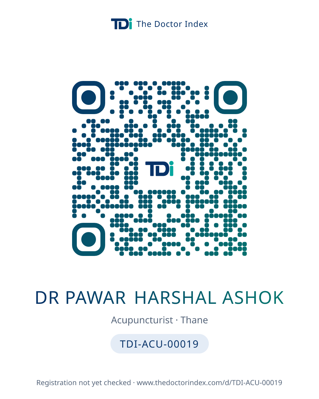 QR card for Dr Pawar Harshal Ashok, TDI-ACU-00019