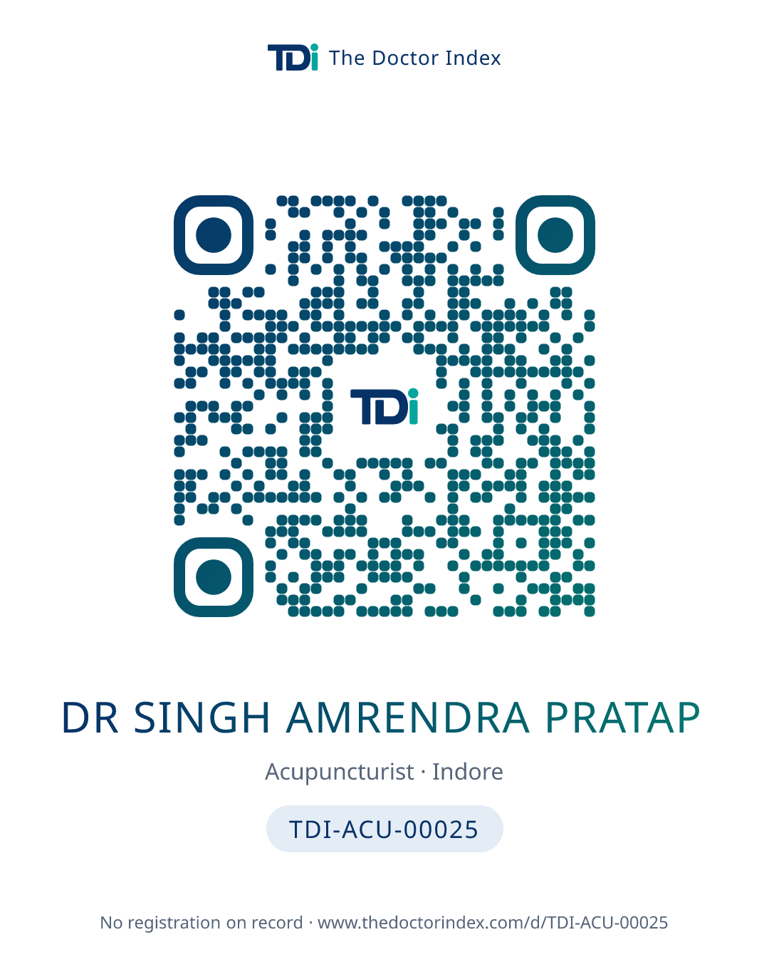 QR card for Dr Singh Amrendra Pratap, TDI-ACU-00025