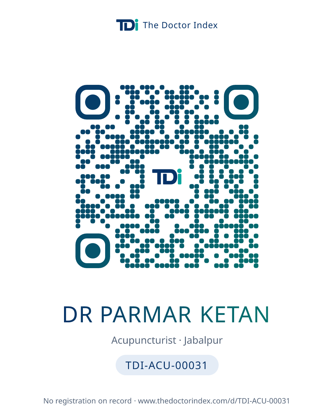 QR card for Dr Parmar Ketan, TDI-ACU-00031