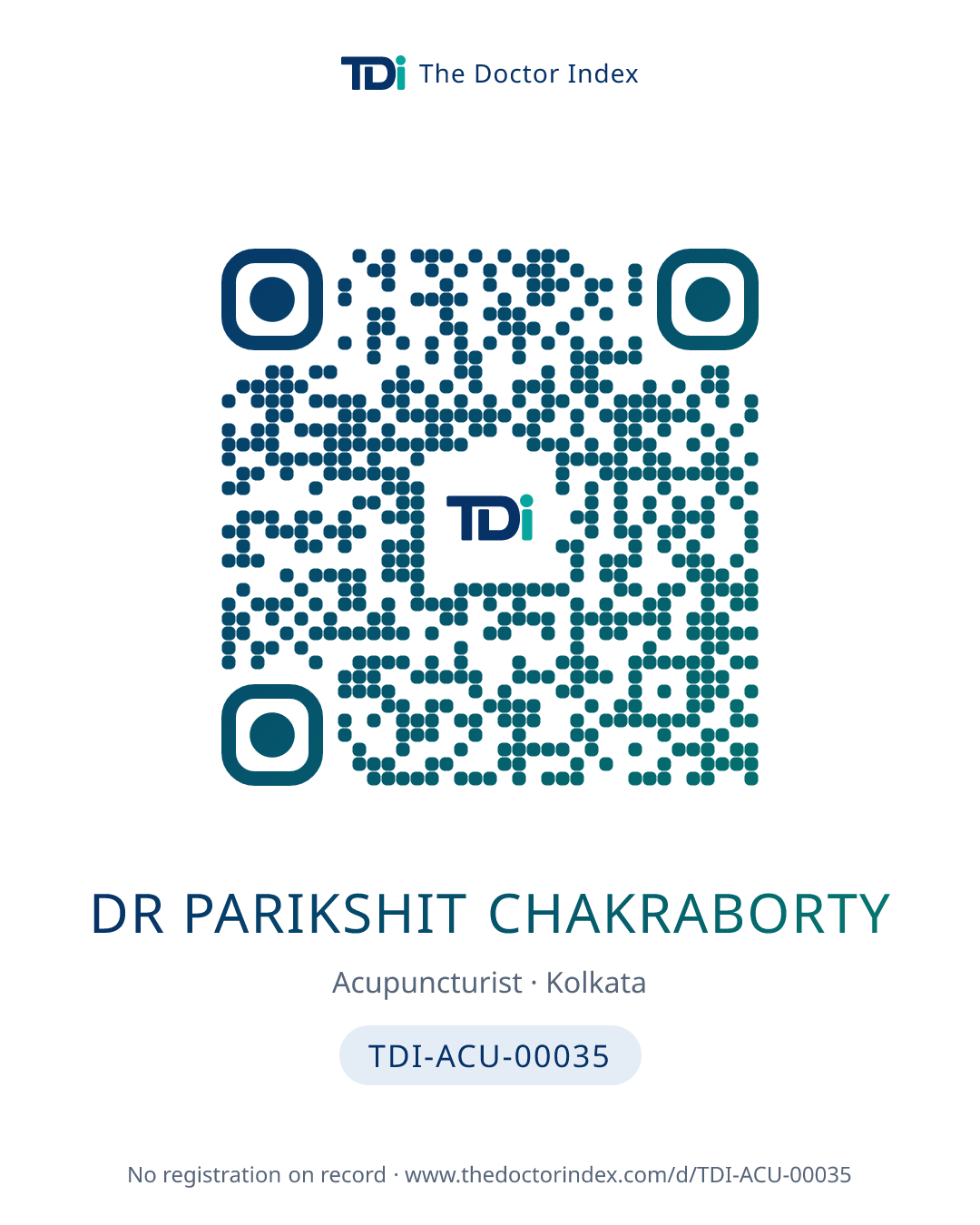 QR card for Dr Parikshit Chakraborty, TDI-ACU-00035