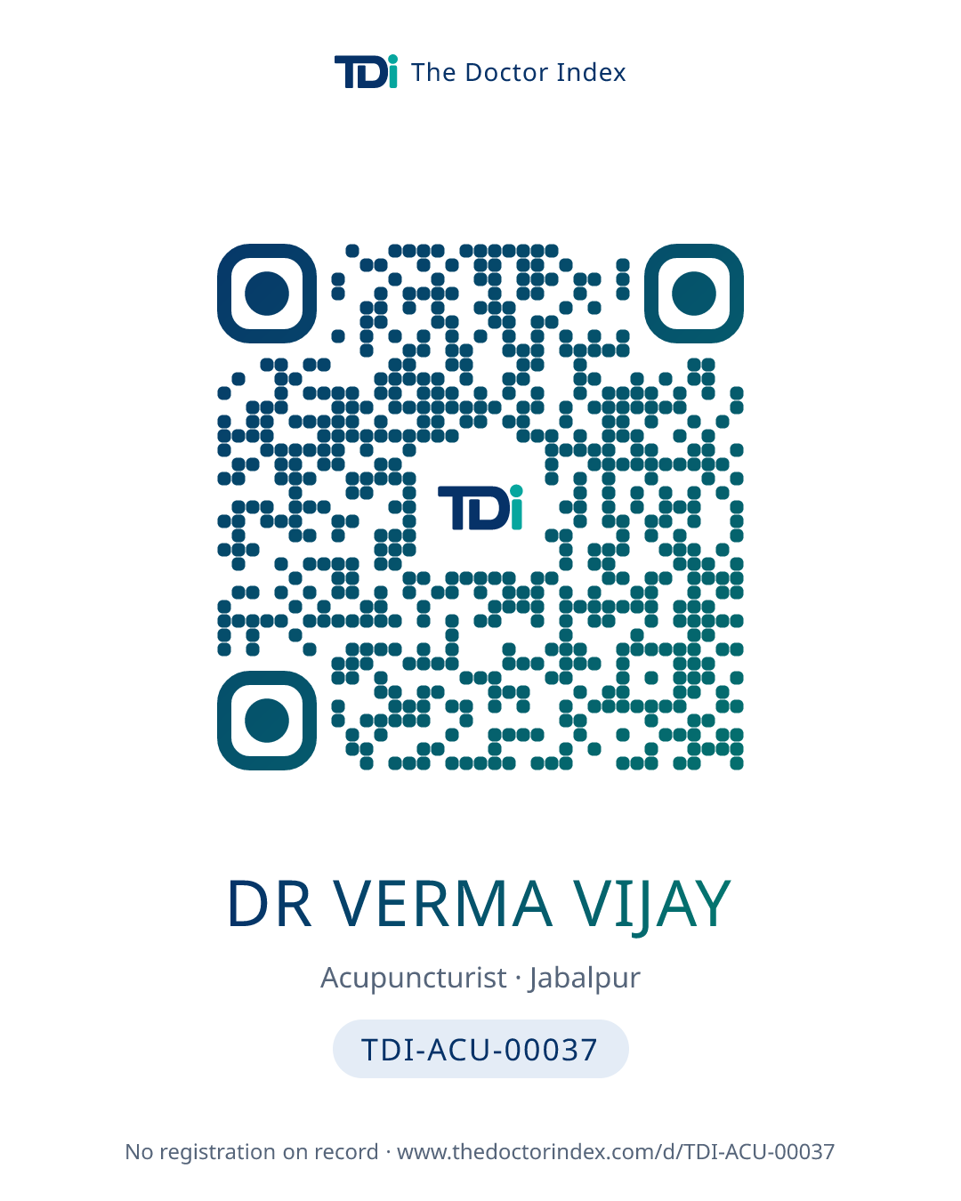 QR card for Dr Verma Vijay, TDI-ACU-00037