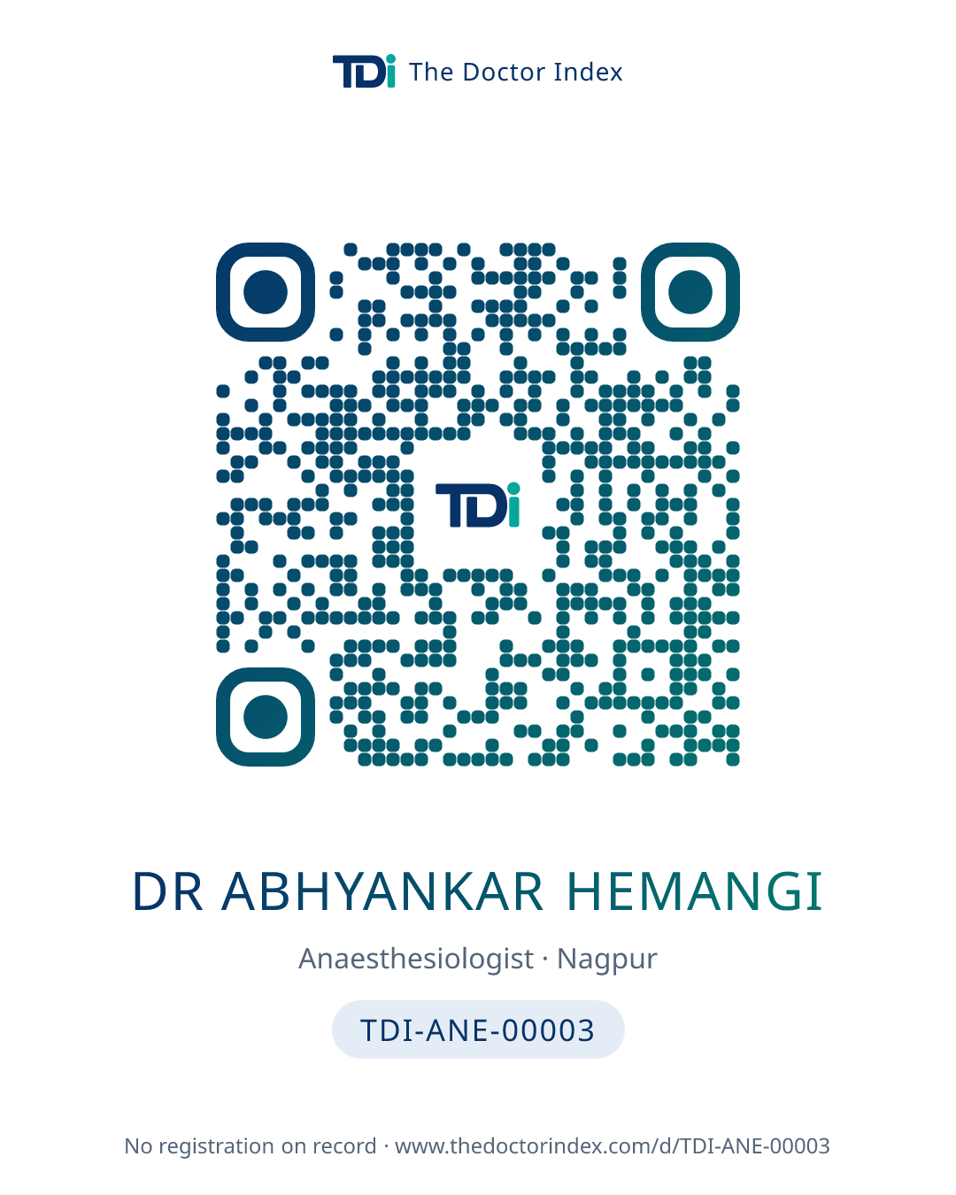 QR card for Dr Abhyankar Hemangi, TDI-ANE-00003