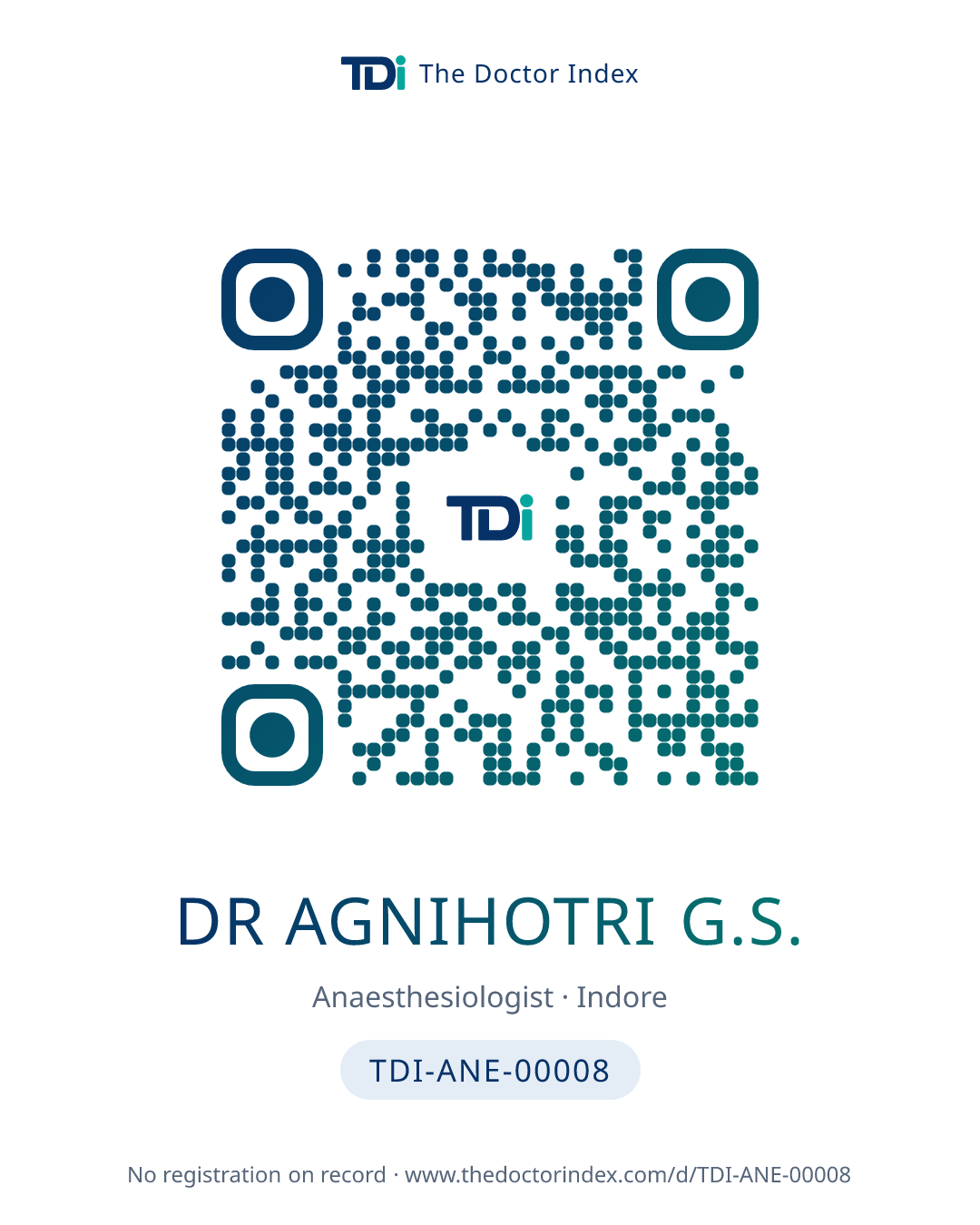 QR card for Dr Agnihotri G.S., TDI-ANE-00008