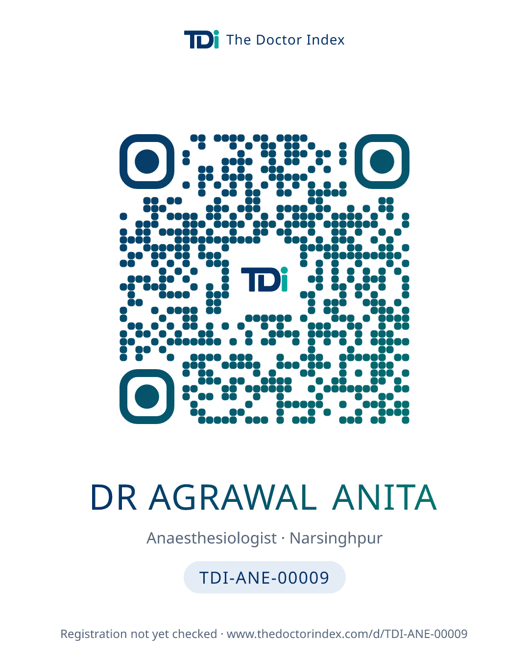 QR card for Dr Agrawal Anita, TDI-ANE-00009