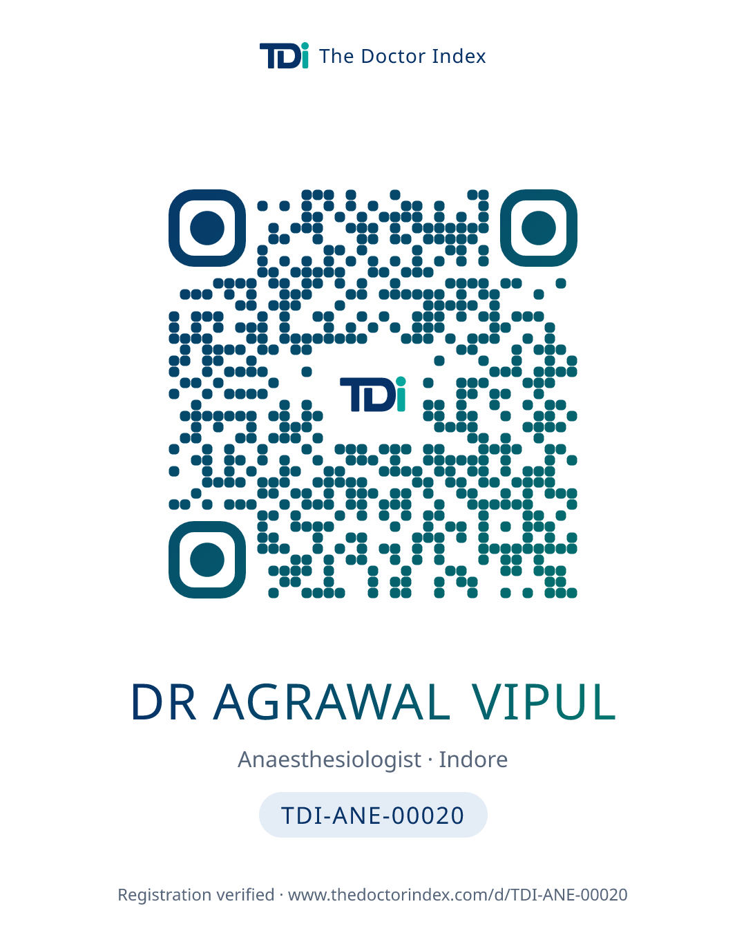 QR card for Dr Agrawal Vipul, TDI-ANE-00020