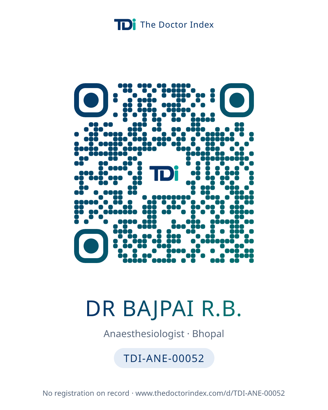 QR card for Dr Bajpai R.B., TDI-ANE-00052