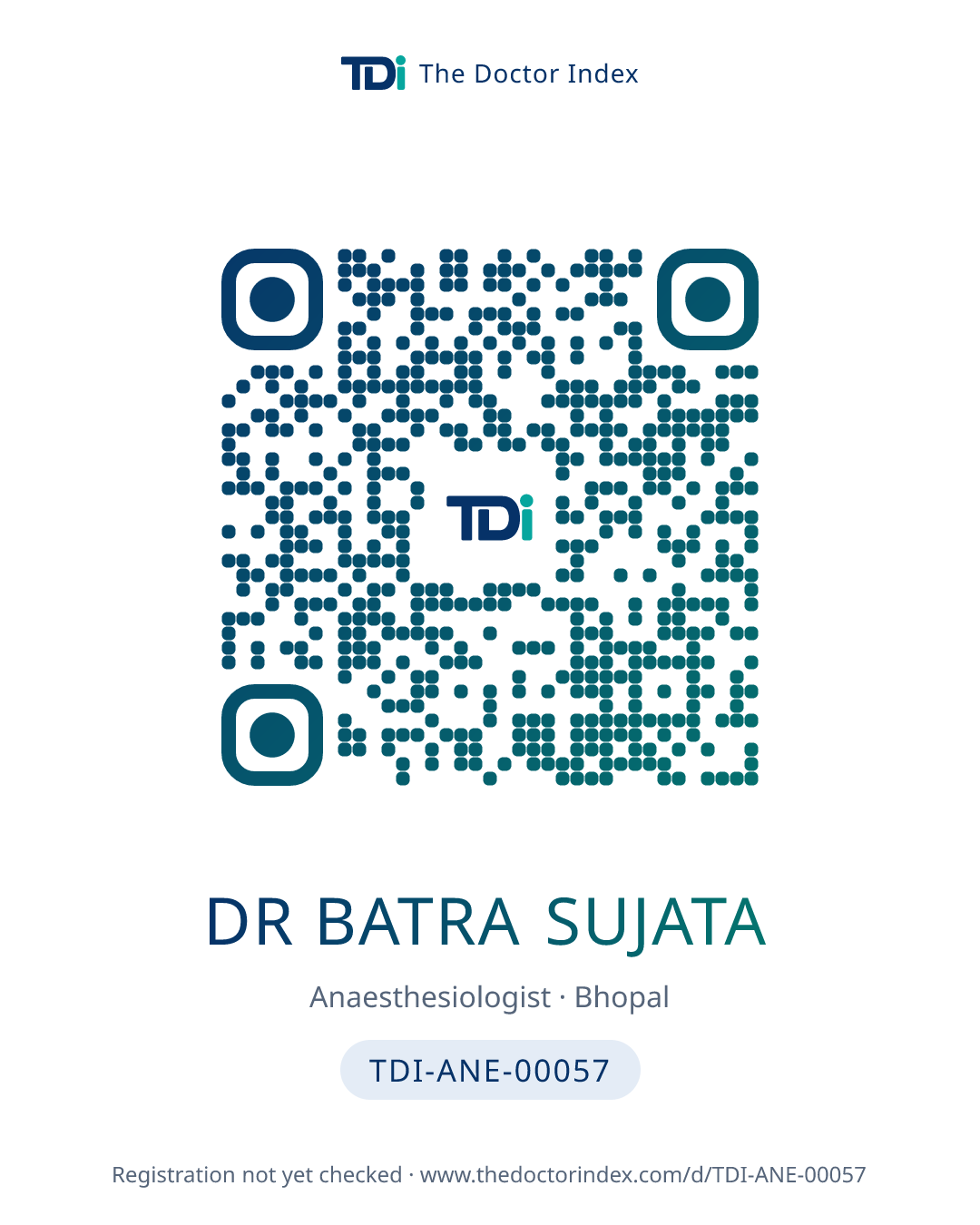 QR card for Dr Batra Sujata, TDI-ANE-00057