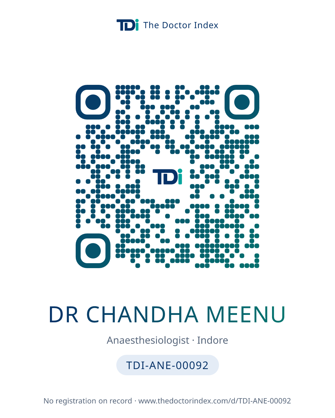 QR card for Dr Chandha Meenu, TDI-ANE-00092