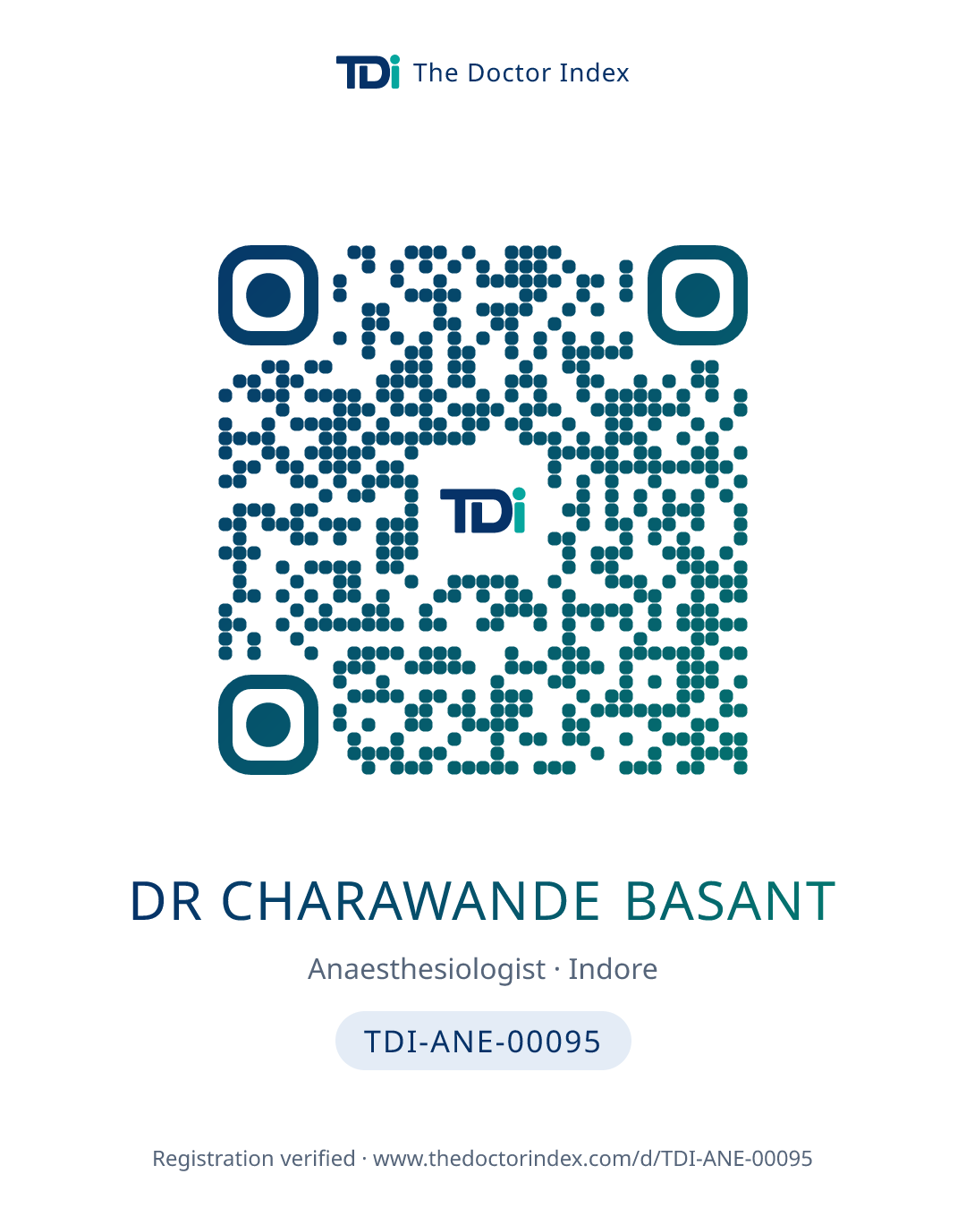 QR card for Dr Charawande Basant, TDI-ANE-00095