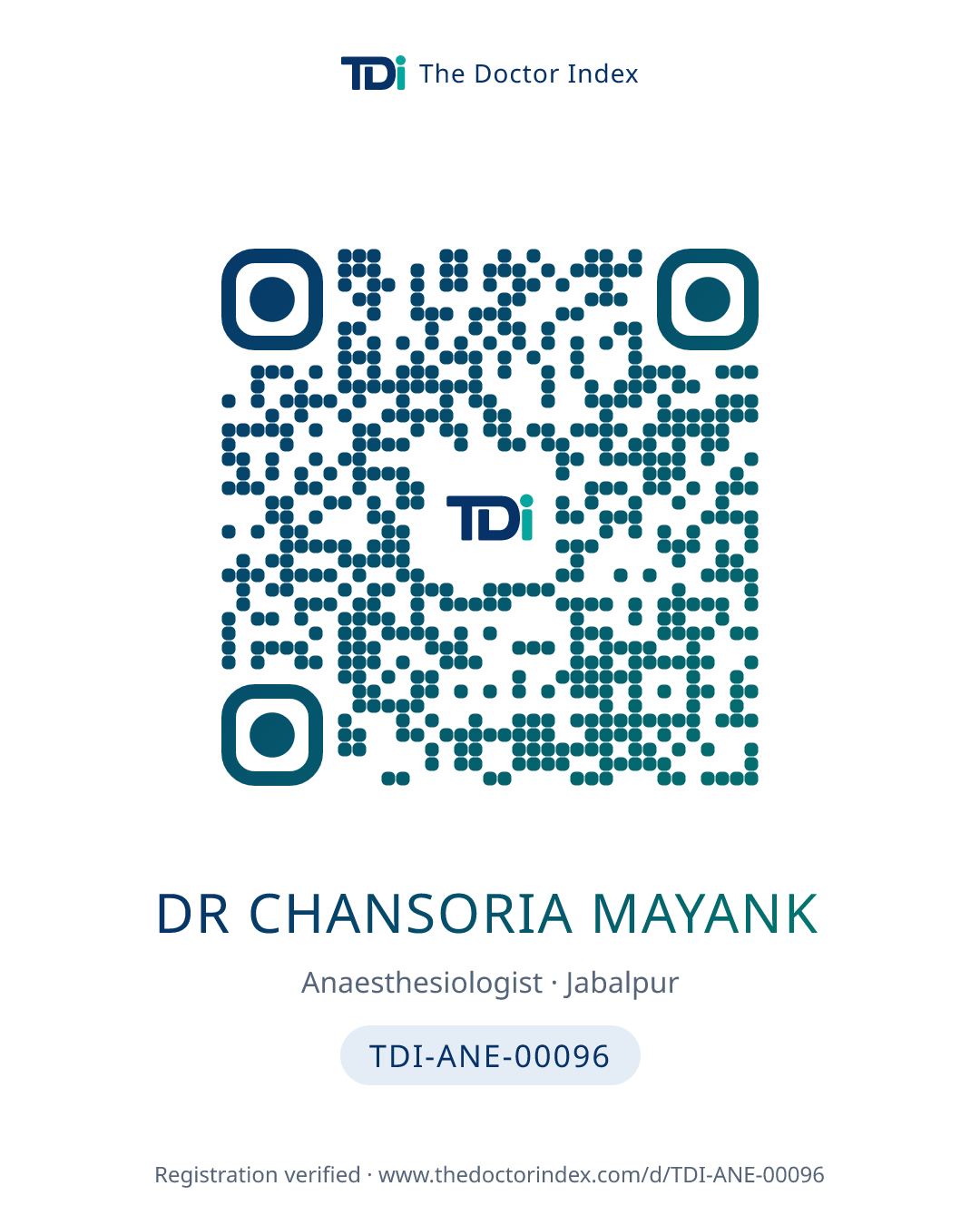 QR card for Dr Chansoria Mayank, TDI-ANE-00096