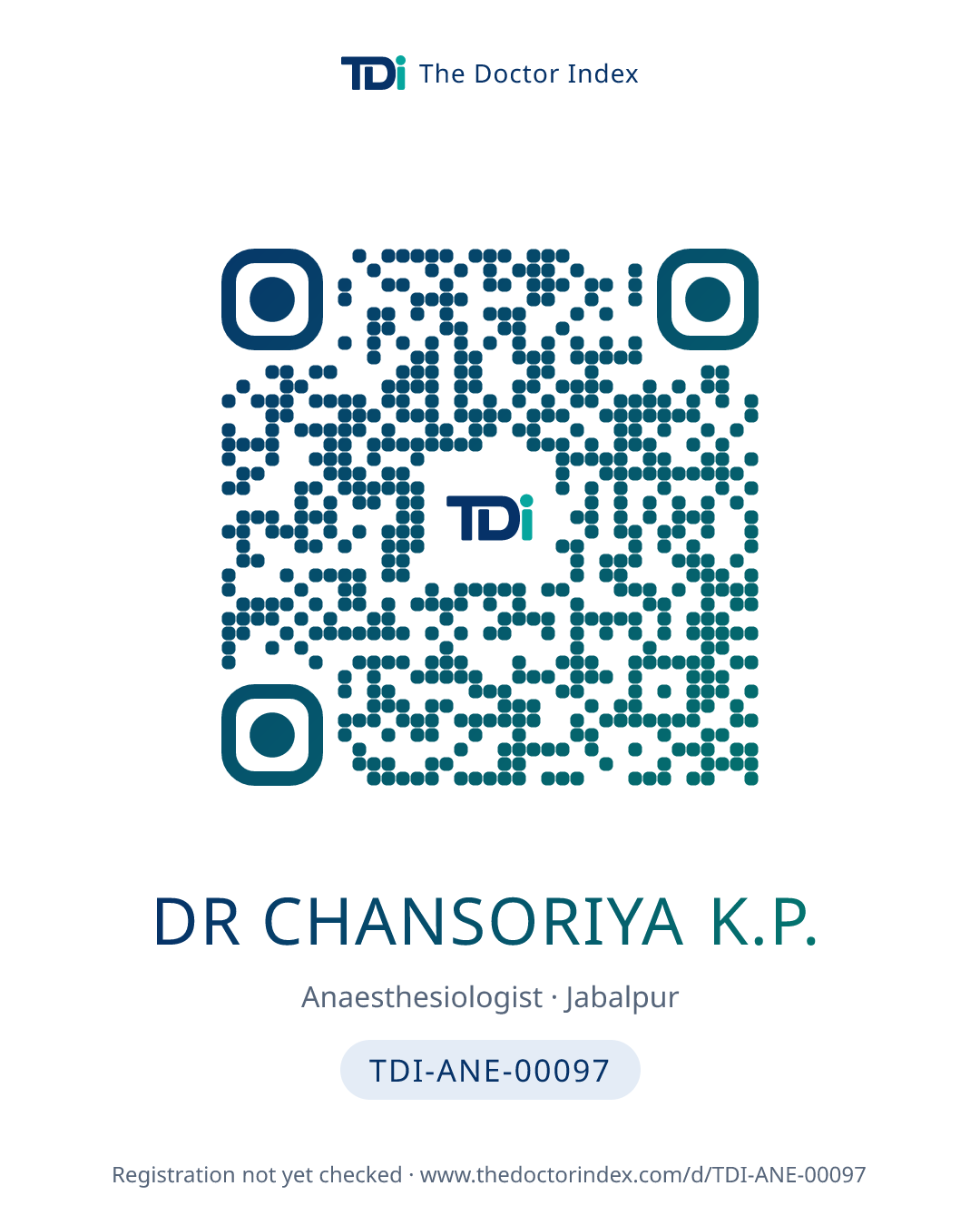 QR card for Dr Chansoriya K.P., TDI-ANE-00097