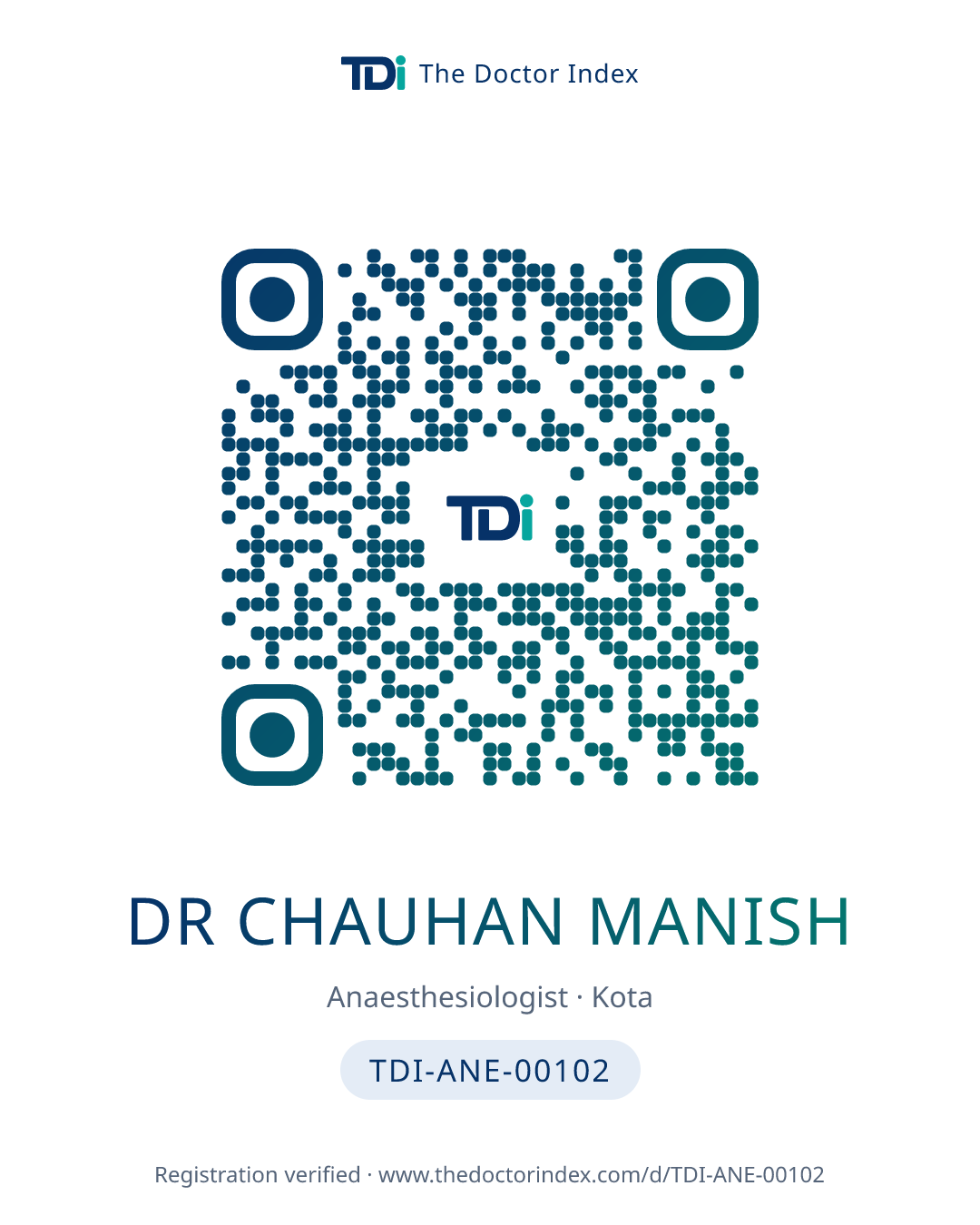 QR card for Dr Chauhan Manish, TDI-ANE-00102