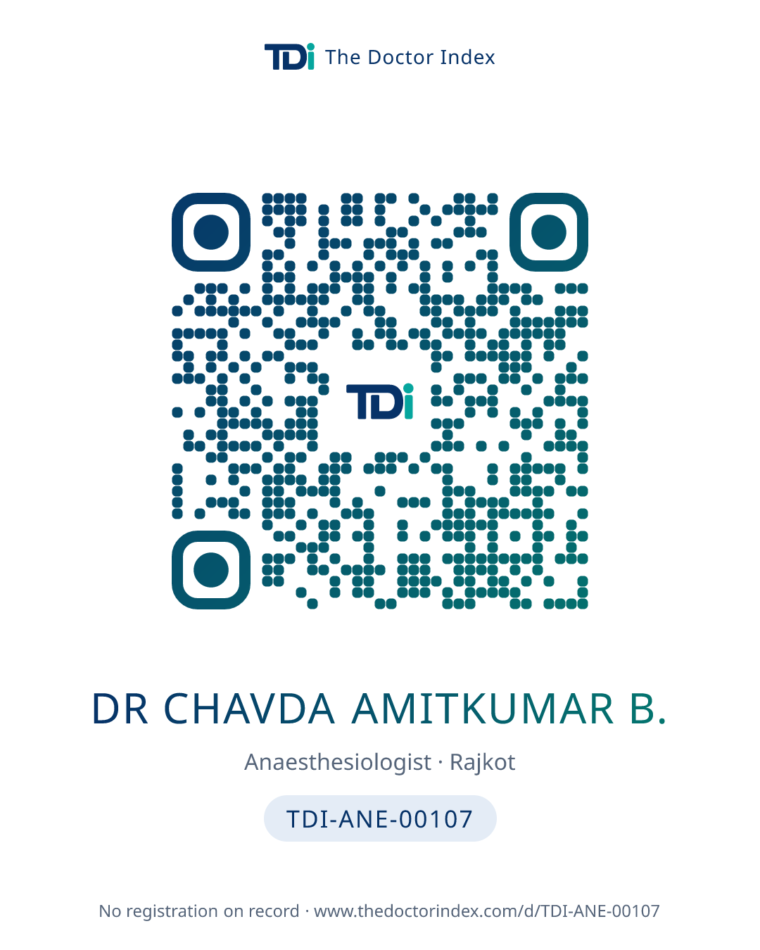 QR card for Dr Chavda Amitkumar B., TDI-ANE-00107