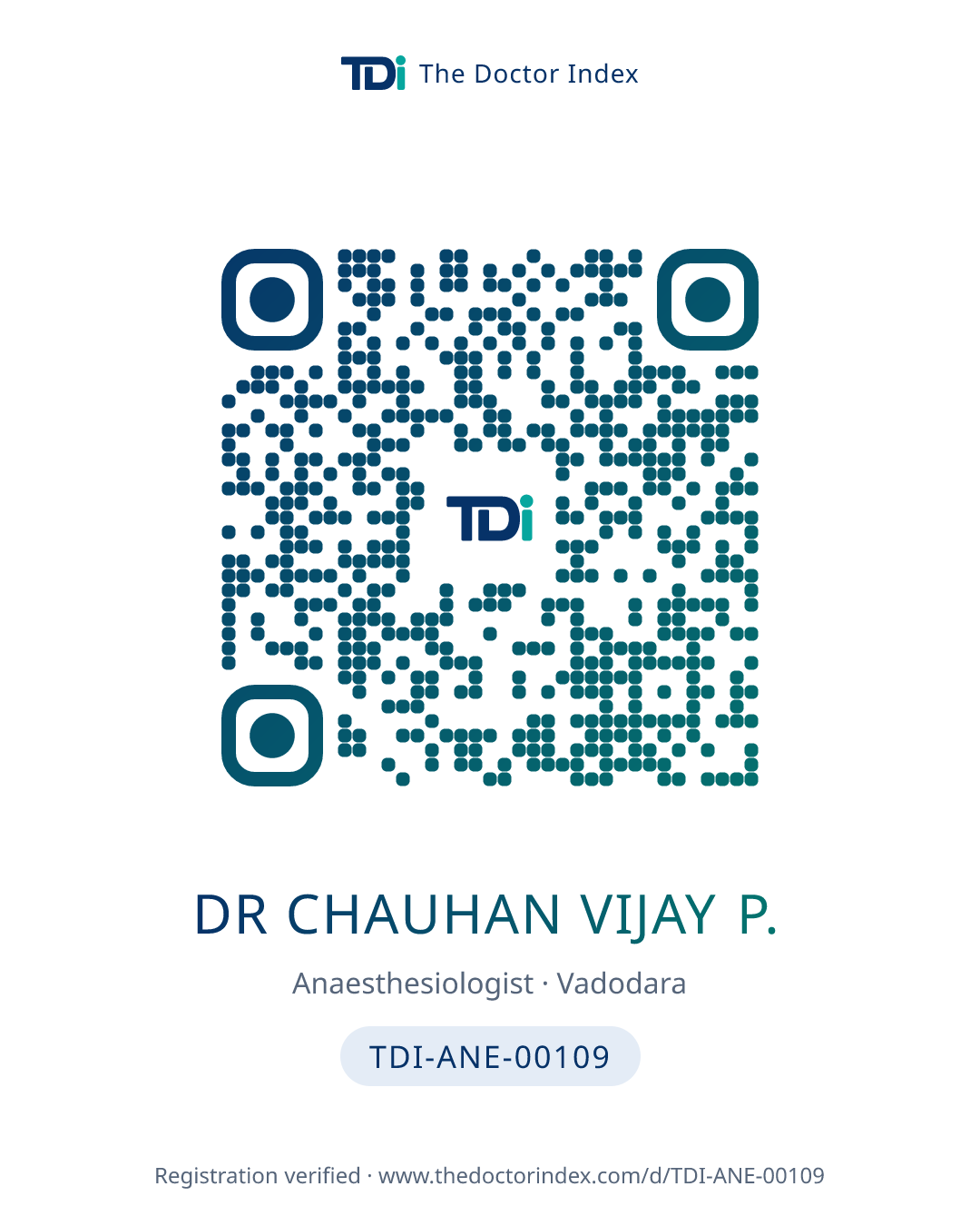 QR card for Dr Chauhan Vijay P., TDI-ANE-00109