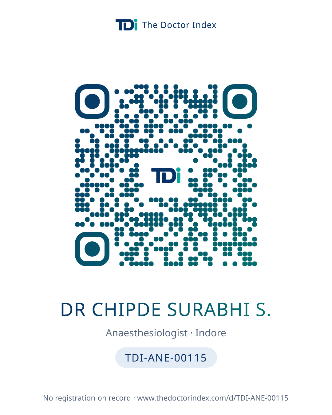 QR card for Dr Chipde Surabhi S., TDI-ANE-00115