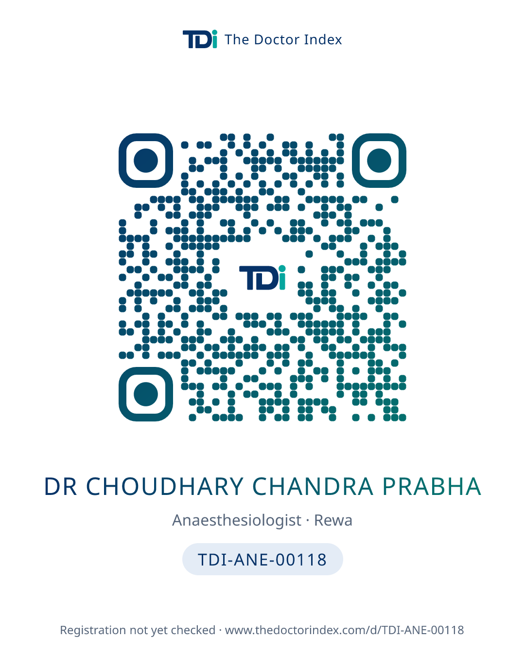 QR card for Dr Choudhary Chandra Prabha, TDI-ANE-00118