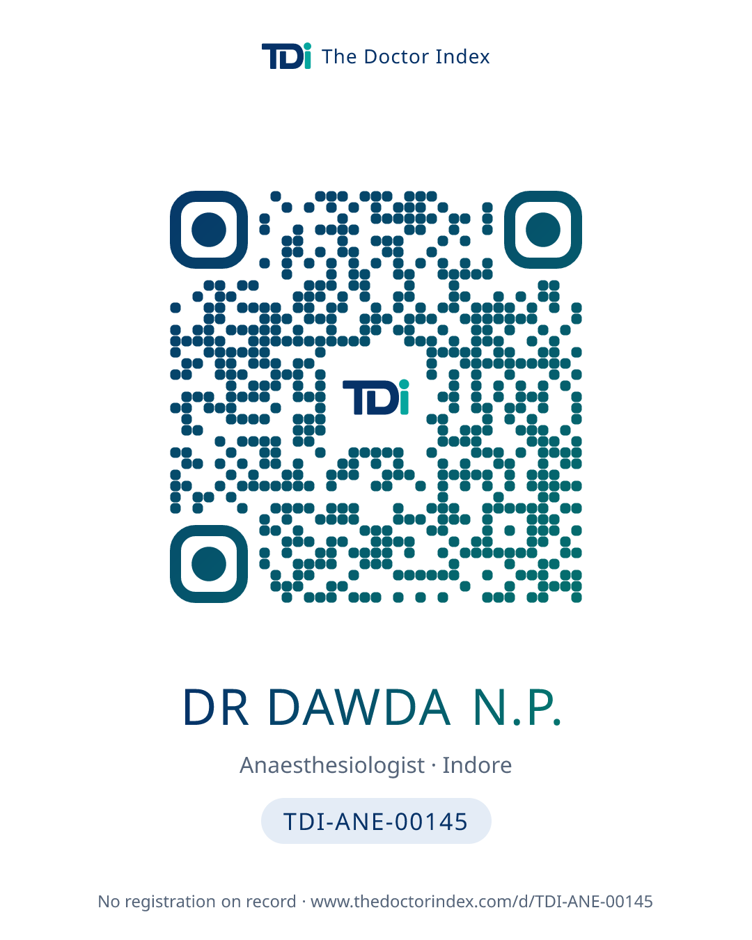 QR card for Dr Dawda N.P., TDI-ANE-00145
