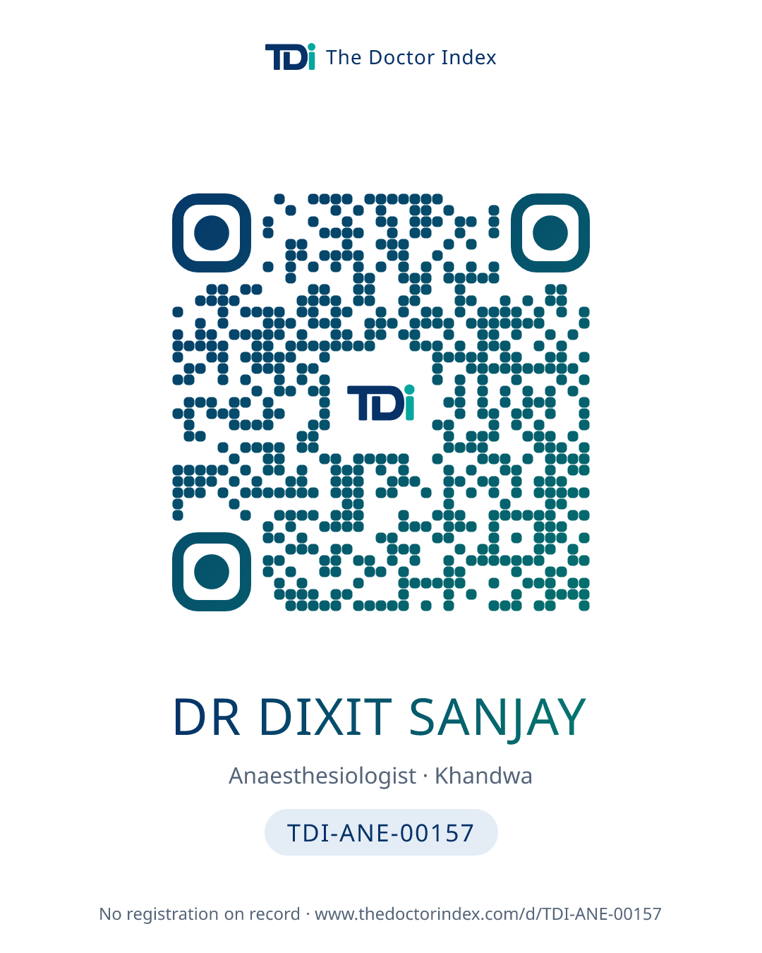 QR card for Dr Dixit Sanjay, TDI-ANE-00157