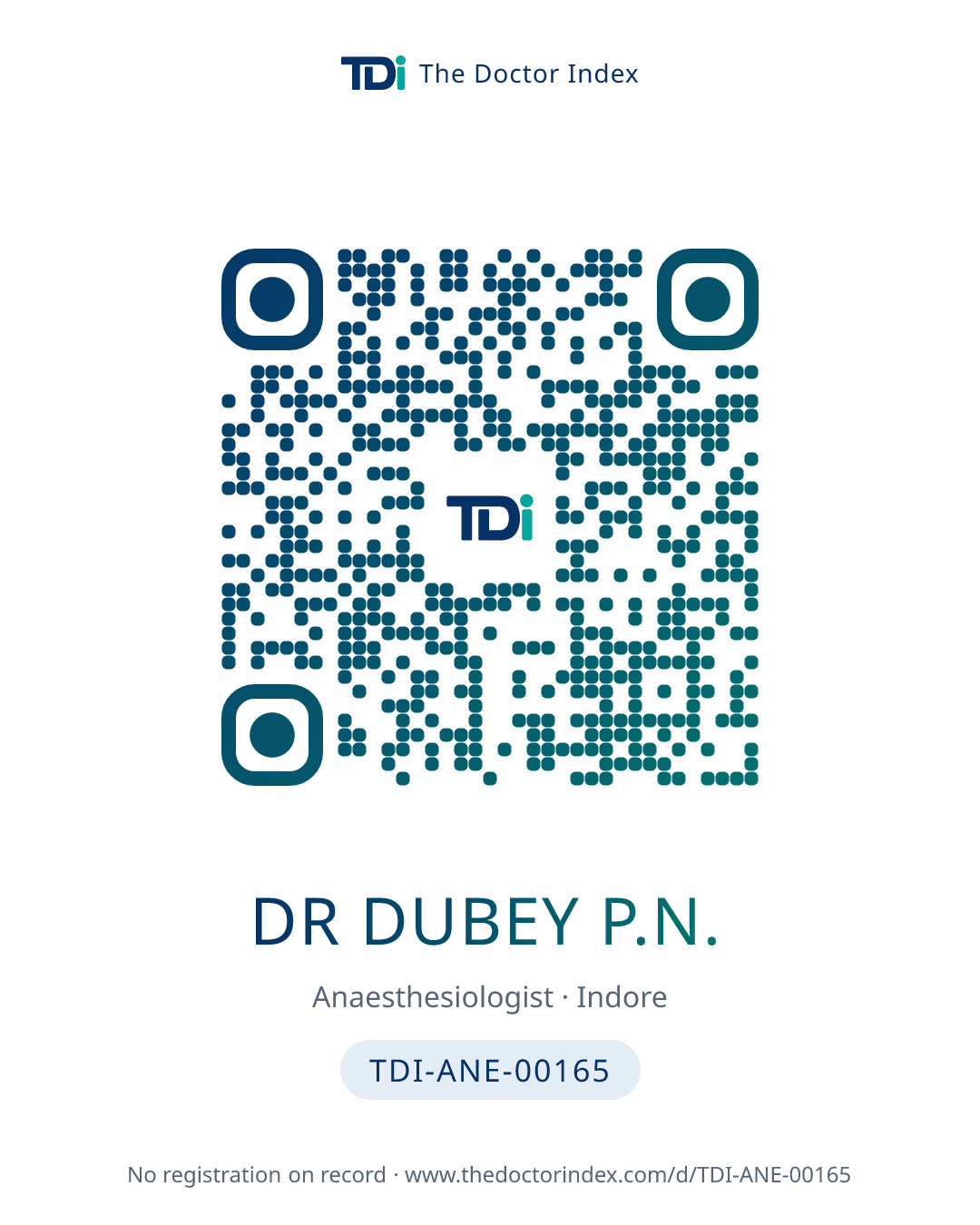 QR card for Dr Dubey P.N., TDI-ANE-00165