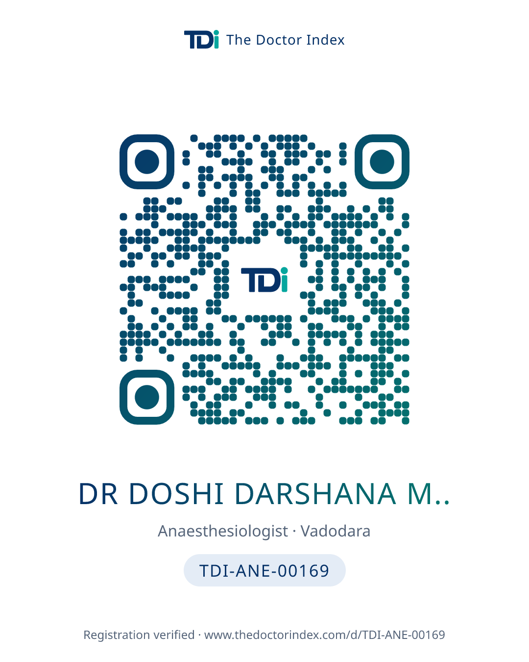 QR card for Dr Doshi Darshana M.., TDI-ANE-00169