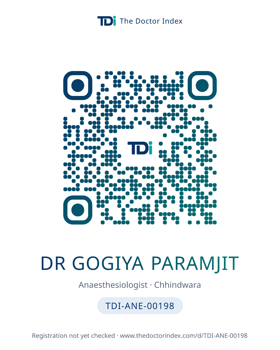 QR card for Dr Gogiya Paramjit, TDI-ANE-00198