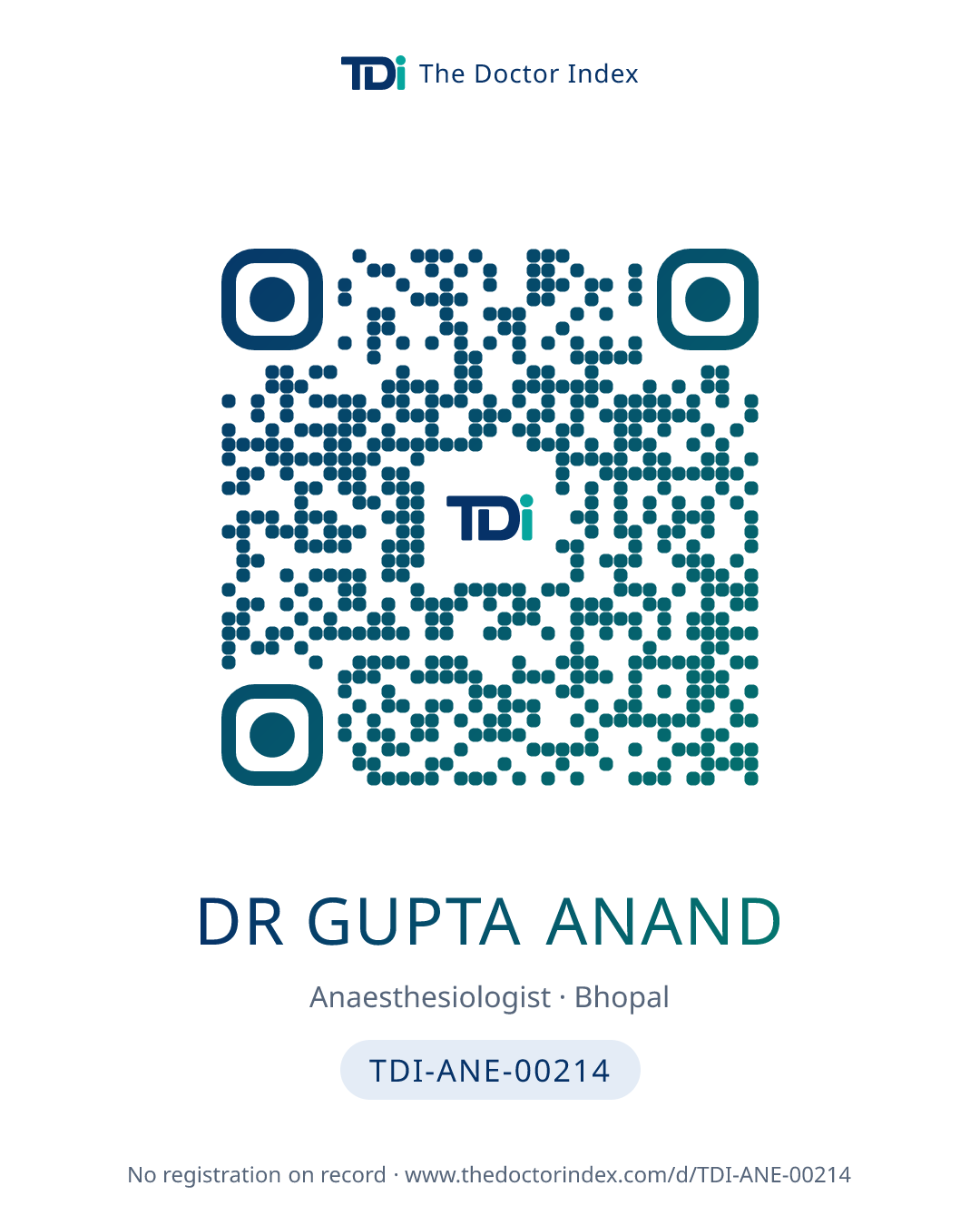 QR card for Dr Gupta Anand, TDI-ANE-00214