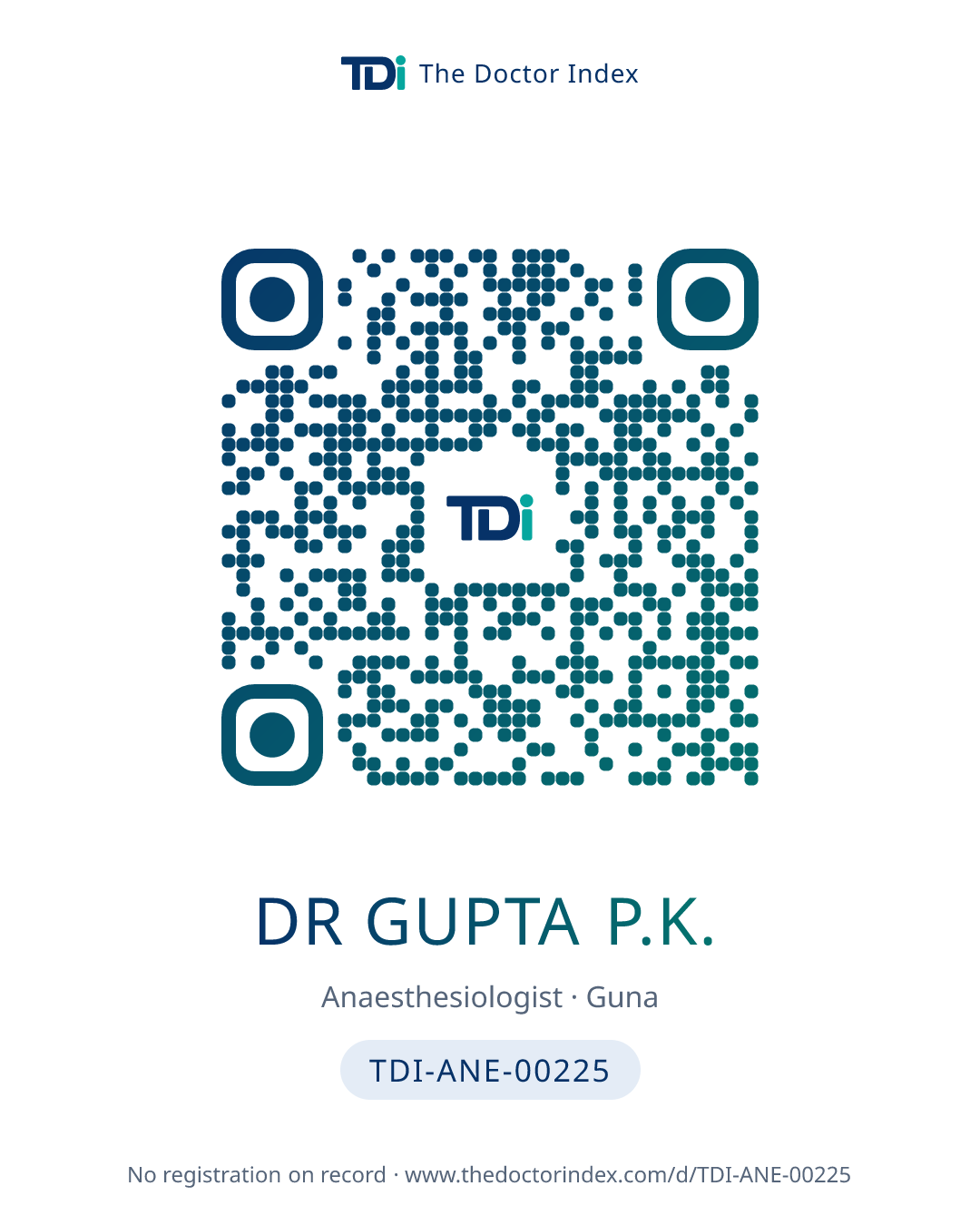 QR card for Dr Gupta P.K., TDI-ANE-00225