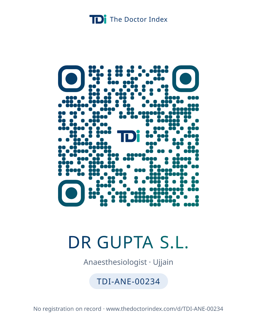 QR card for Dr Gupta S.L., TDI-ANE-00234