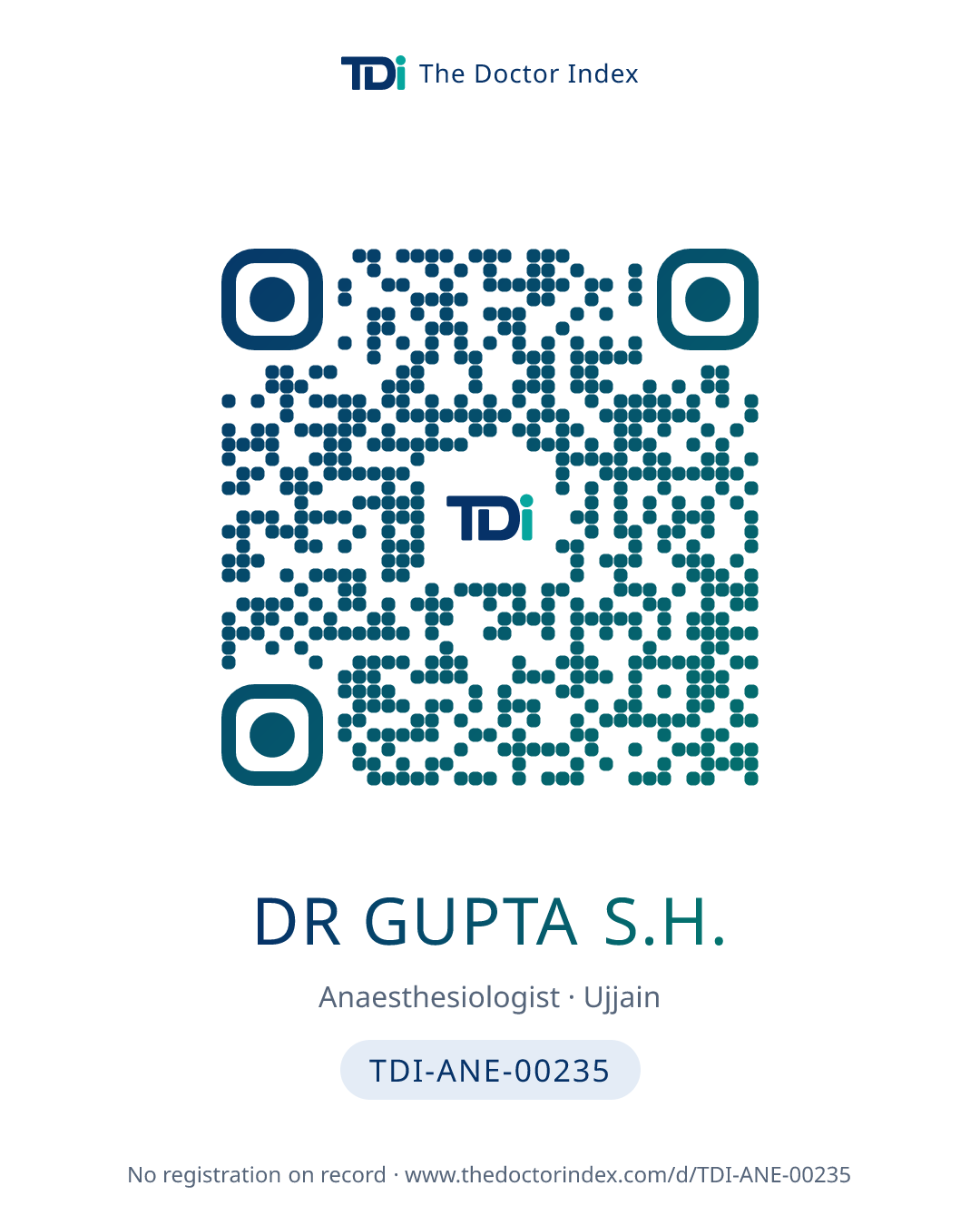 QR card for Dr Gupta S.H., TDI-ANE-00235