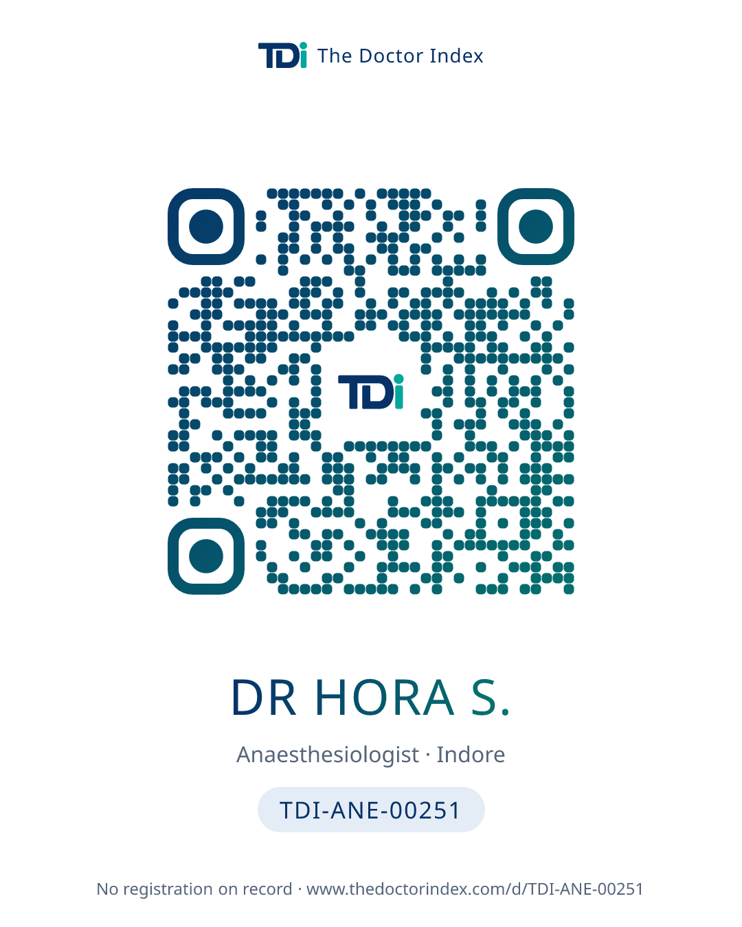 QR card for Dr Hora S., TDI-ANE-00251