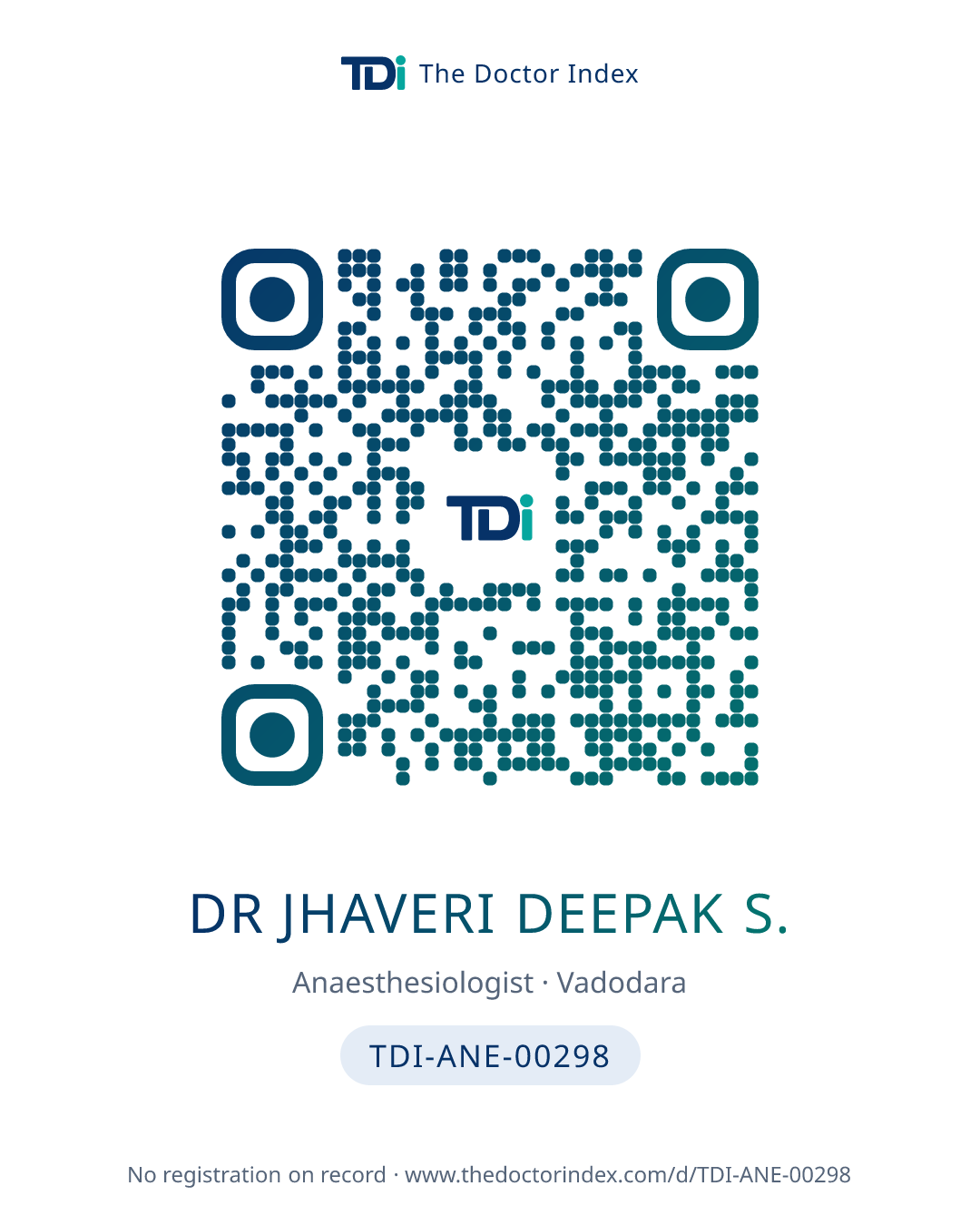 QR card for Dr Jhaveri Deepak S., TDI-ANE-00298