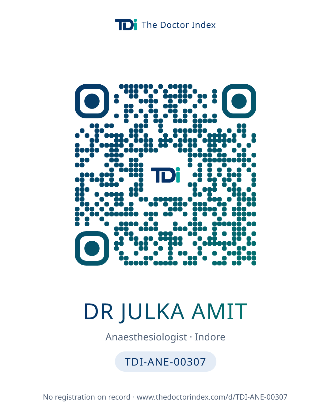QR card for Dr Julka Amit, TDI-ANE-00307