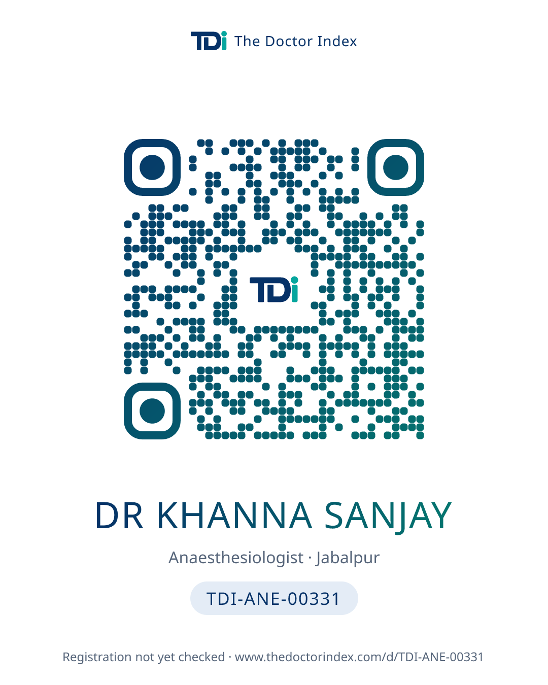 QR card for Dr Khanna Sanjay, TDI-ANE-00331