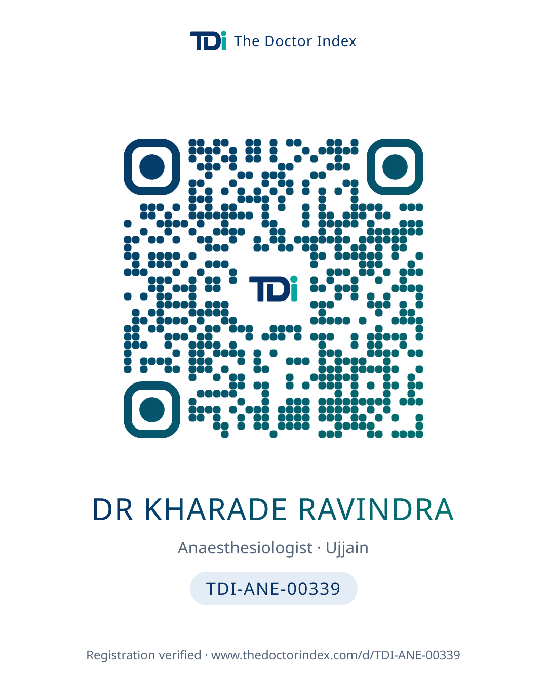 QR card for Dr Kharade Ravindra, TDI-ANE-00339