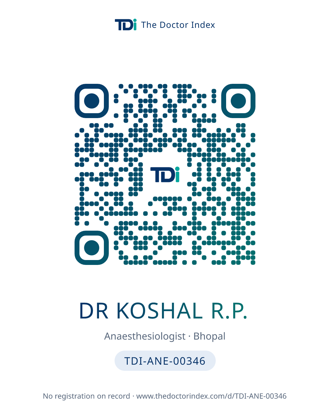 QR card for Dr Koshal R.P., TDI-ANE-00346