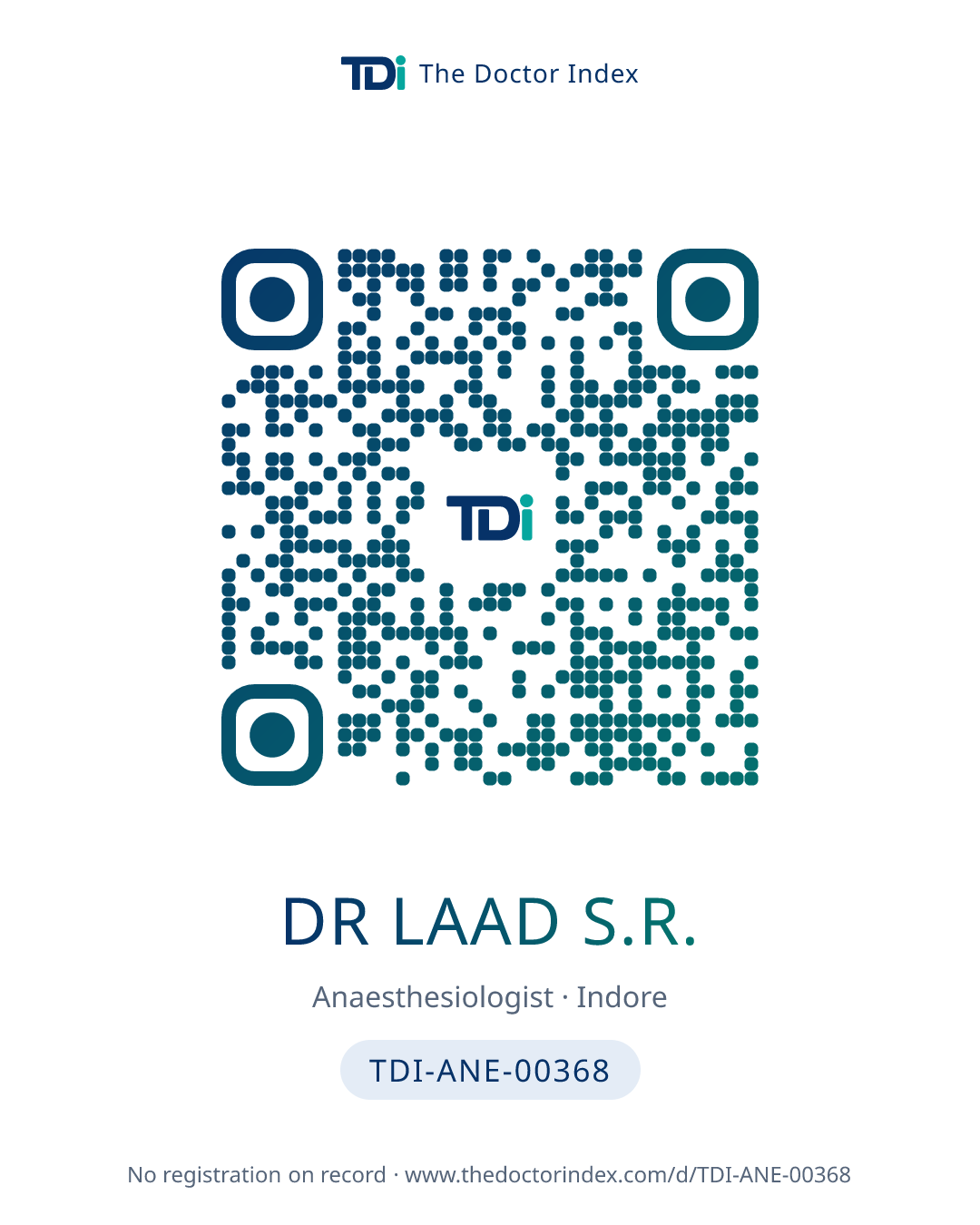 QR card for Dr Laad S.R., TDI-ANE-00368