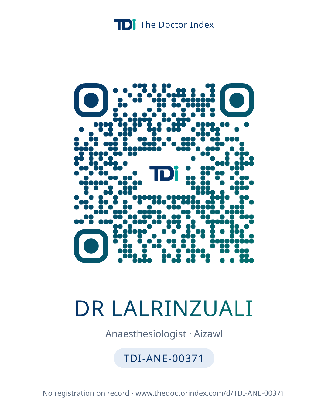 QR card for Dr Lalrinzuali, TDI-ANE-00371