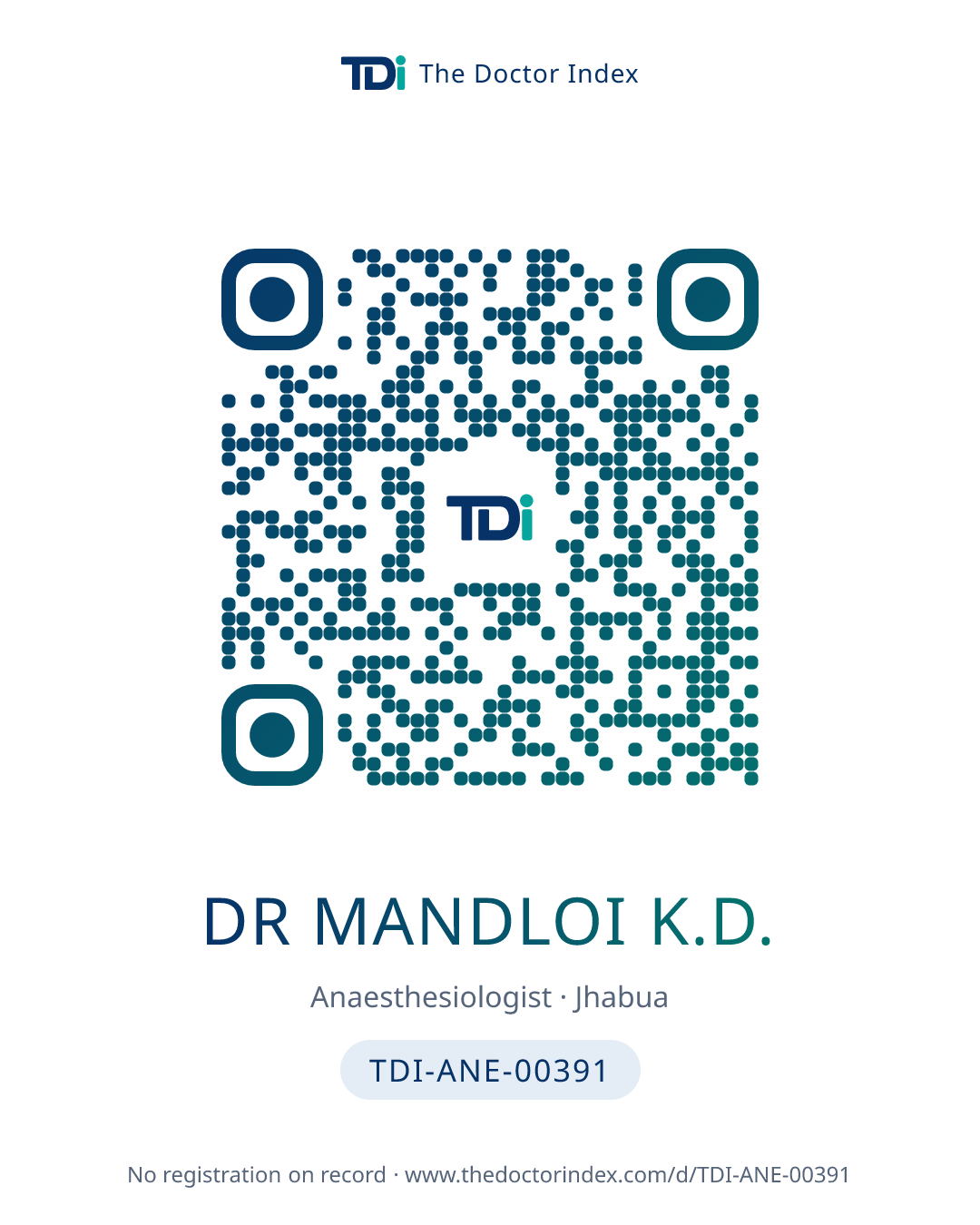 QR card for Dr Mandloi K.D., TDI-ANE-00391