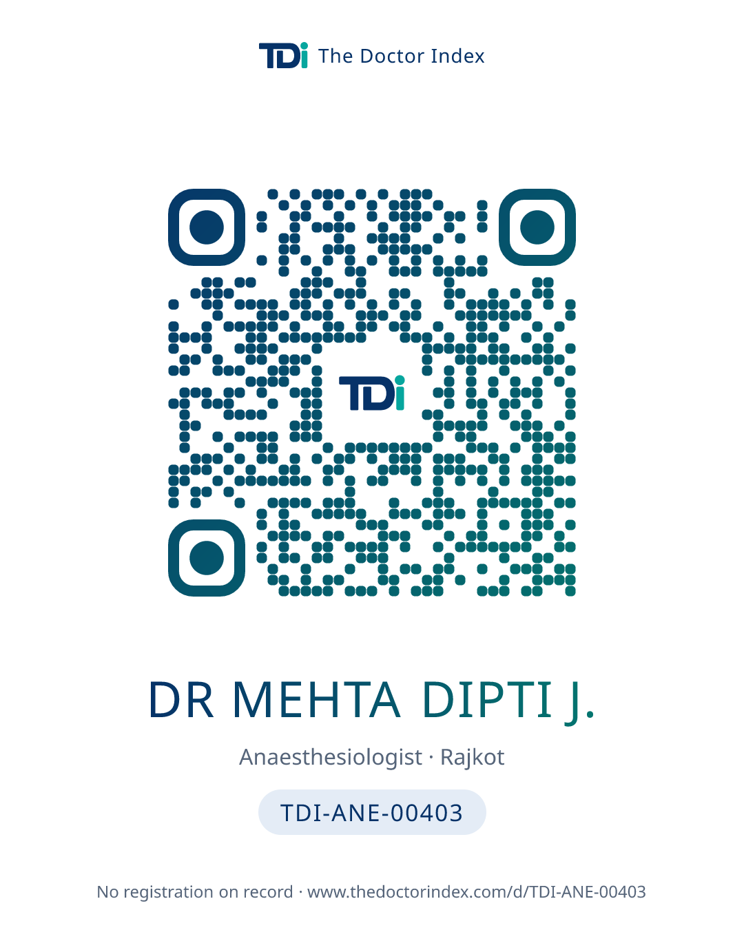 QR card for Dr Mehta Dipti J., TDI-ANE-00403