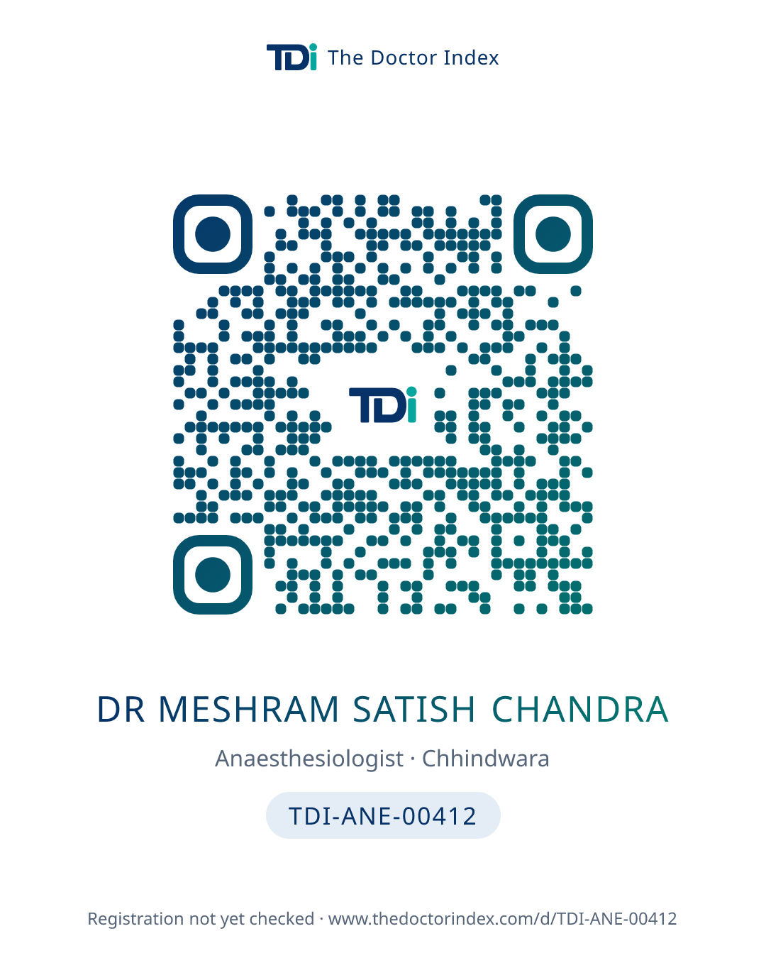QR card for Dr Meshram Satish Chandra, TDI-ANE-00412