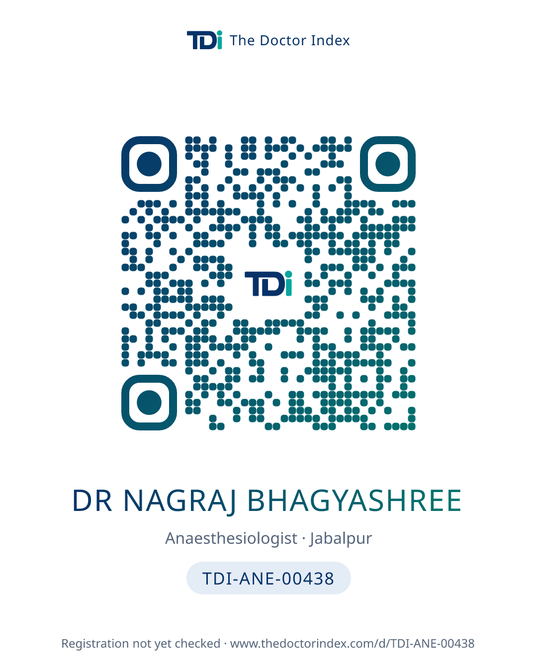 QR card for Dr Nagraj Bhagyashree, TDI-ANE-00438