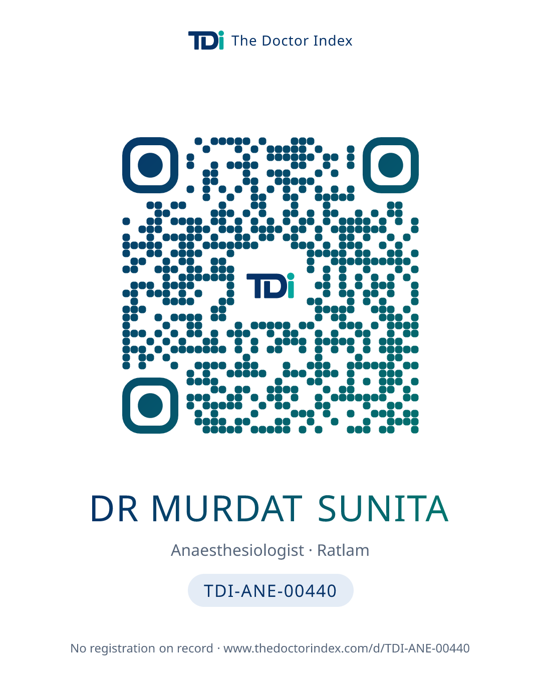 QR card for Dr Murdat Sunita, TDI-ANE-00440