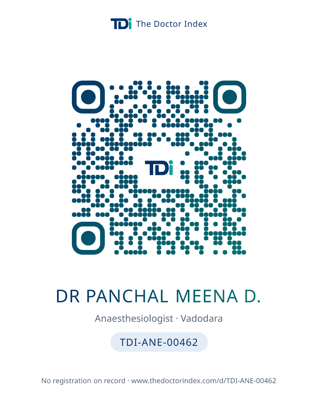 QR card for Dr Panchal Meena D., TDI-ANE-00462