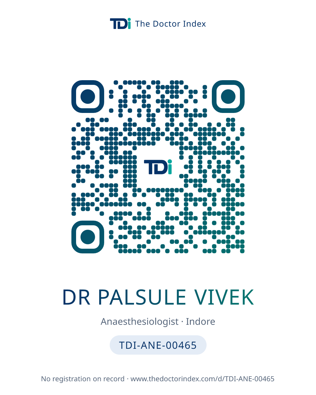 QR card for Dr Palsule Vivek, TDI-ANE-00465