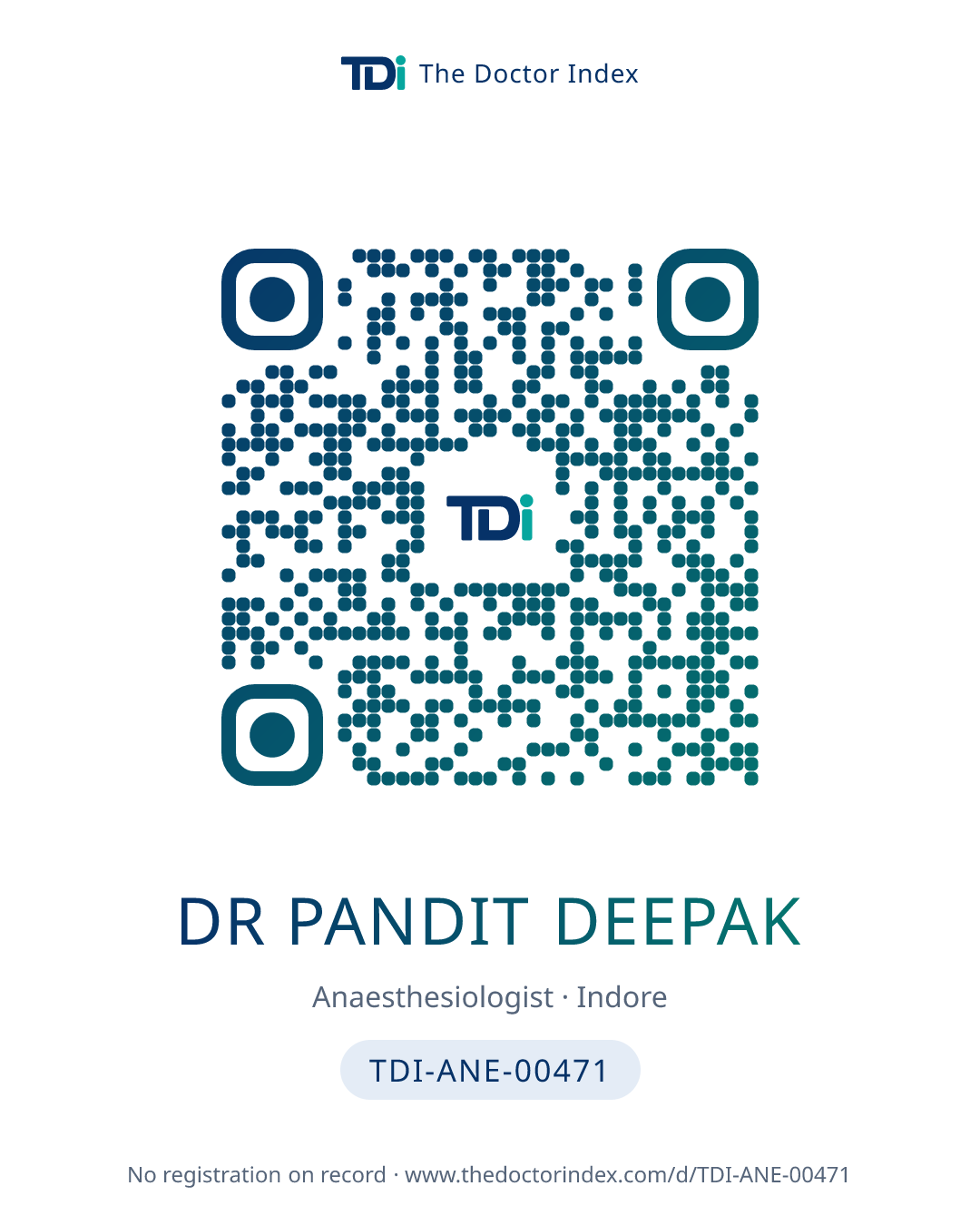 QR card for Dr Pandit Deepak, TDI-ANE-00471