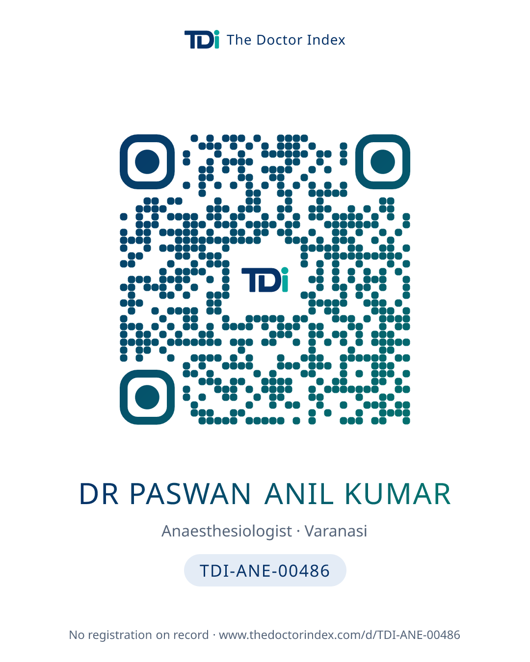 QR card for Dr Paswan Anil Kumar, TDI-ANE-00486