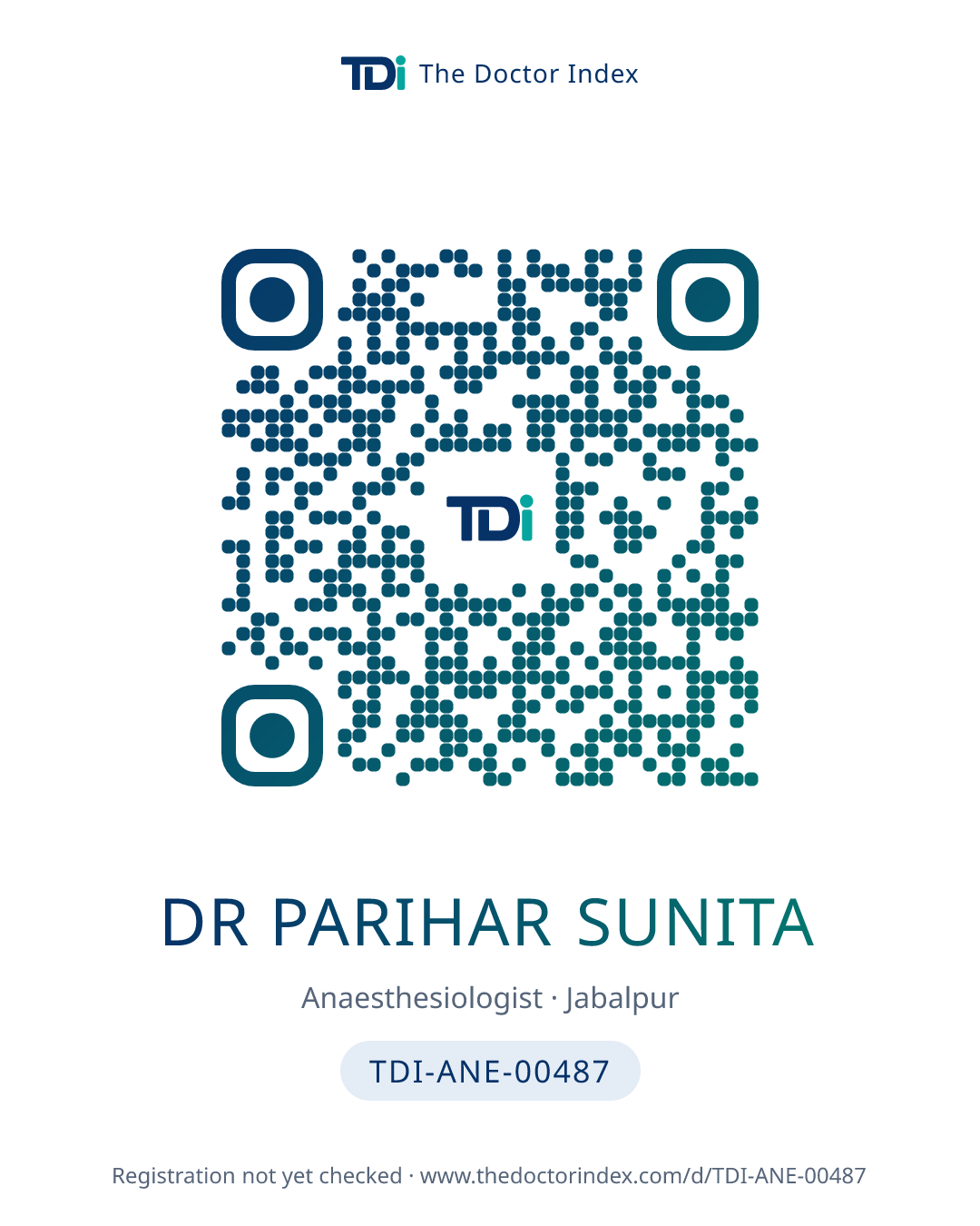 QR card for Dr Parihar Sunita, TDI-ANE-00487