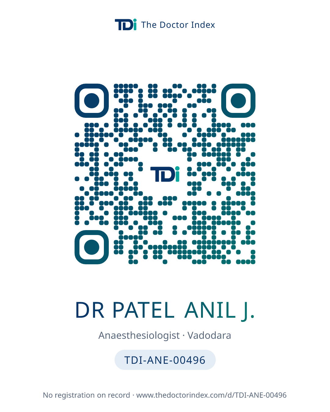QR card for Dr Patel Anil J., TDI-ANE-00496