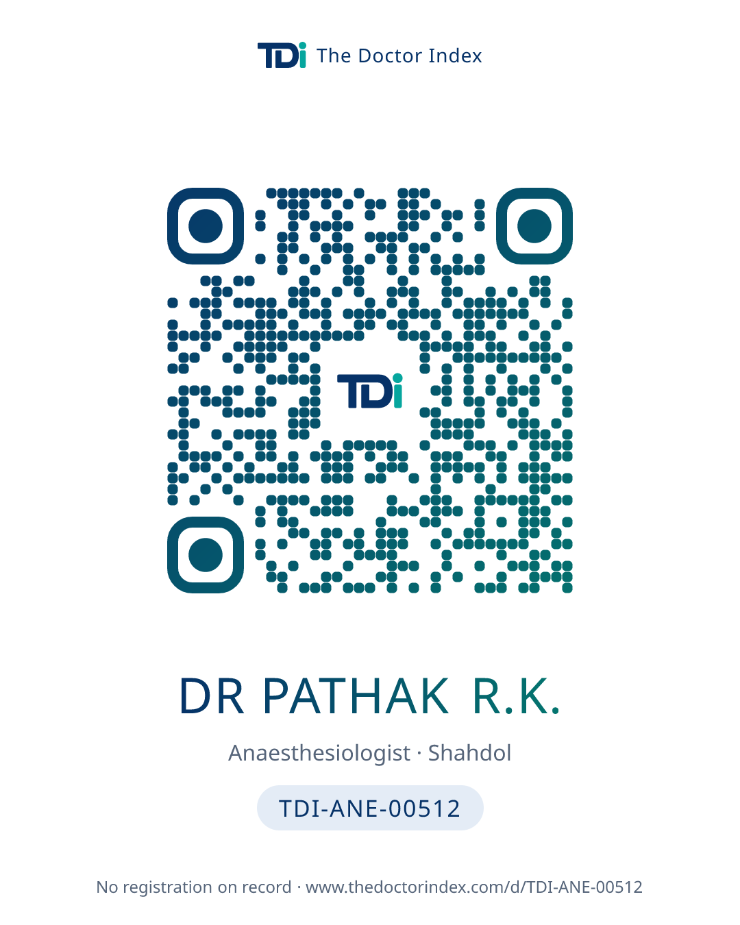 QR card for Dr Pathak R.K., TDI-ANE-00512