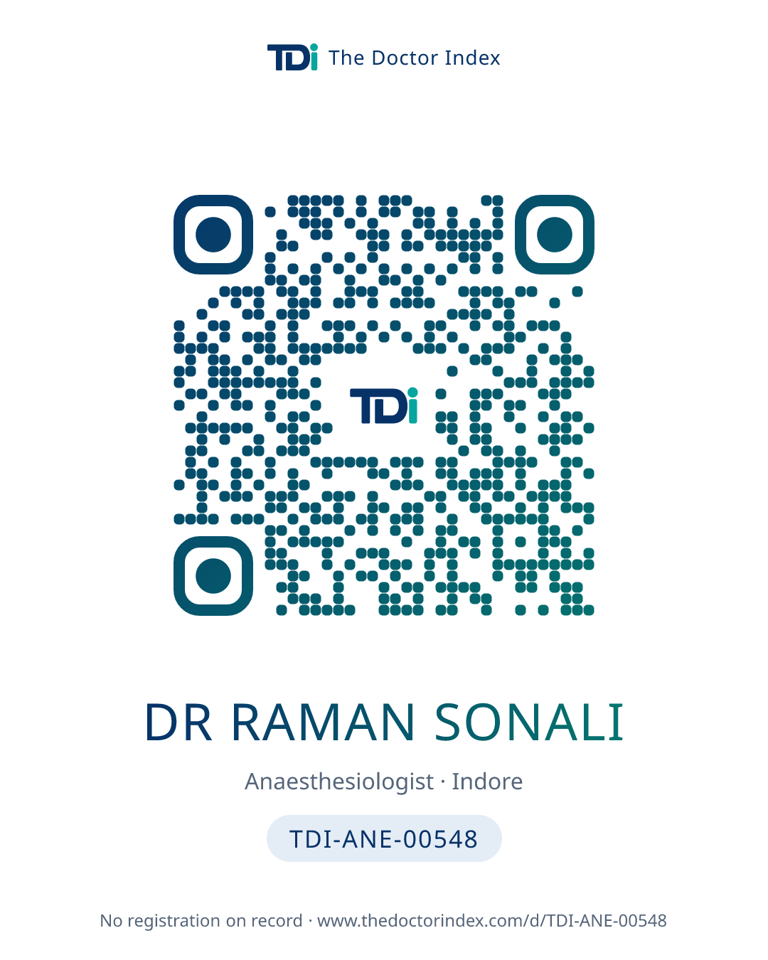 QR card for Dr Raman Sonali, TDI-ANE-00548